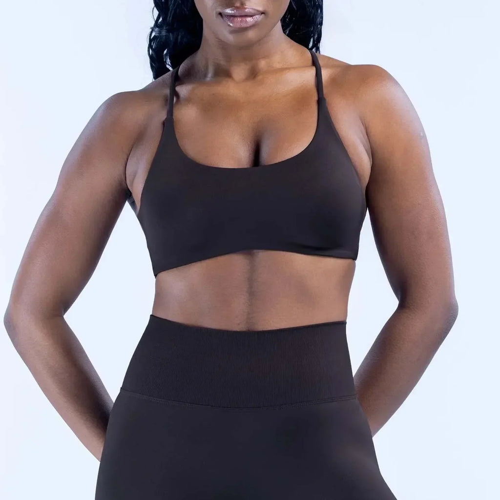 LOGO Women Seamless Front Twist Sports Bra Thin Strap Back Sports Vest Yoga Fitness Workout Activewear
