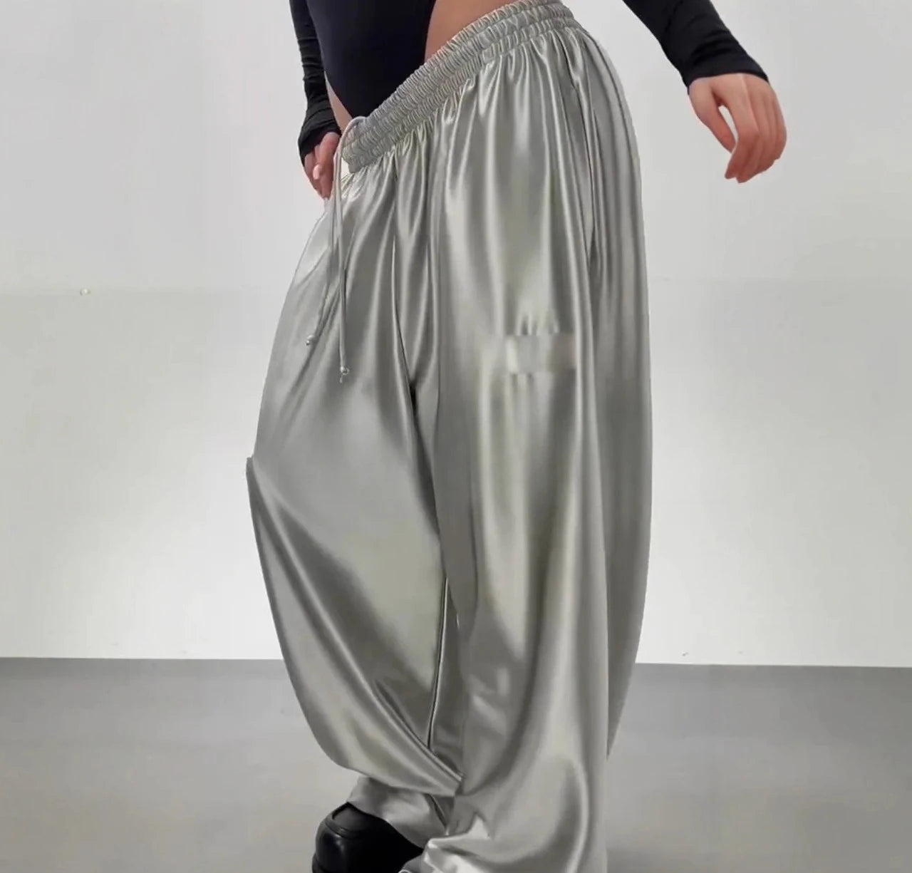 Women's Drawstring Wide Leg Pants Casual Floor-Length Trousers Spring Summer New Fashionable Comfortable Fit