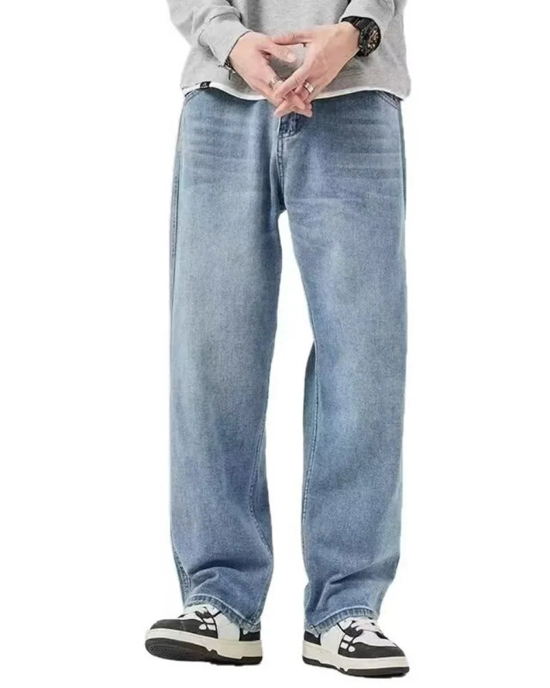 Men's Denim Pants Vintage Washing Wide Leg Loose Jeans Casual Straight American Style  Street Men Trousers Four Seasons New 2026