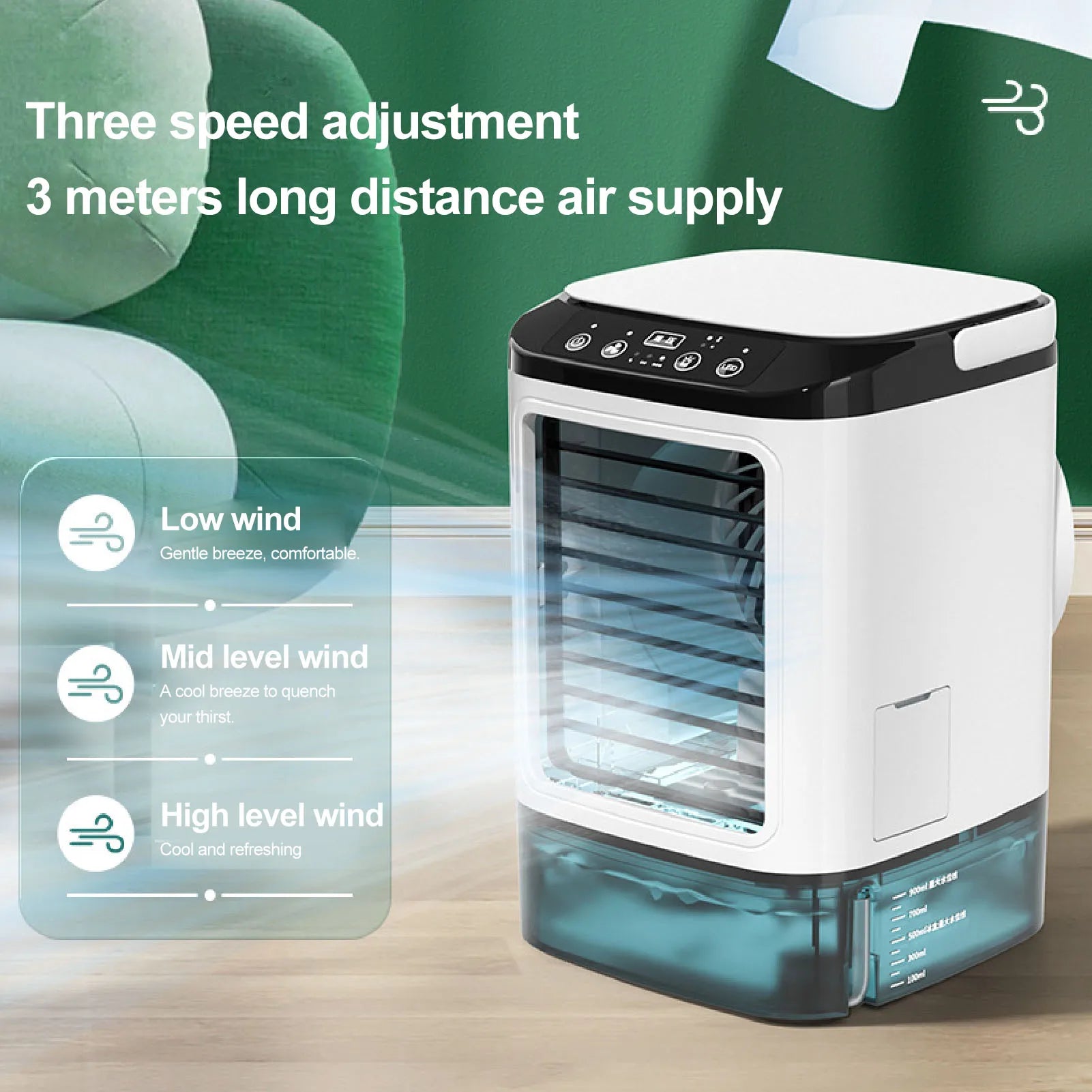 Mini Air Conditioner 12W 900ml Water Tank USB Powered Humidifying Misting Portable Air Cooler for Home Desk Office