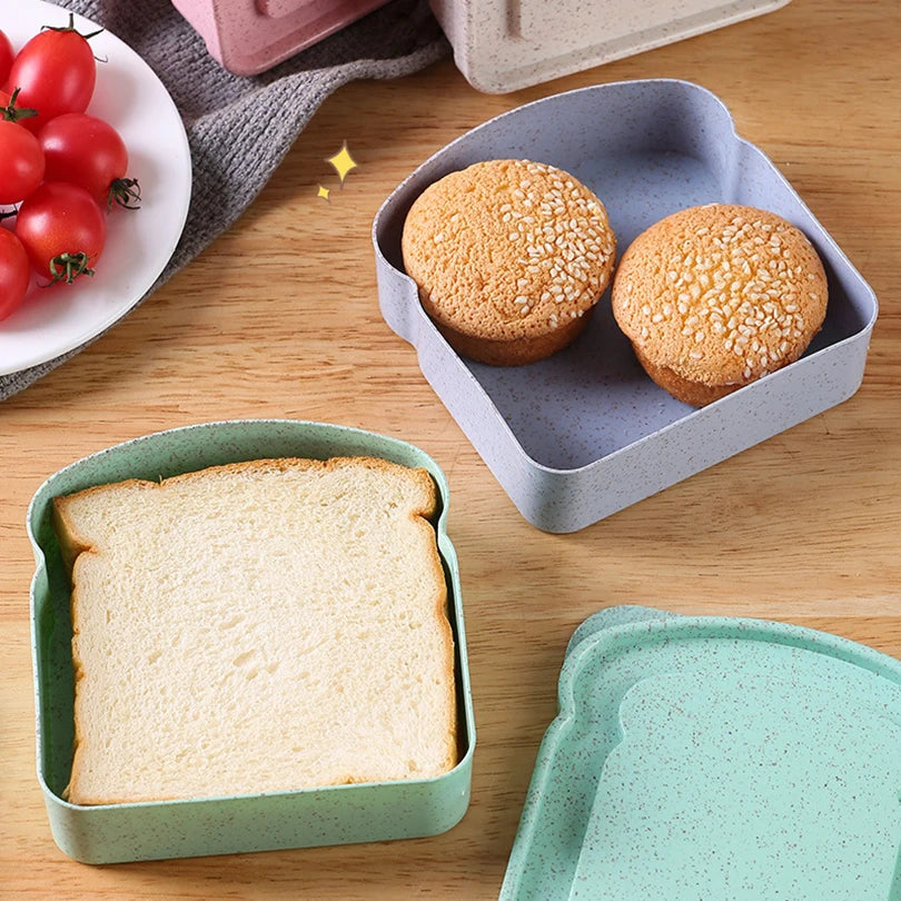 1/4PCS Sandwich Containers Lunch Box Toast Storage Box With Lid Eco-Friendly Lunch Food Container Microwavable Picnic Student