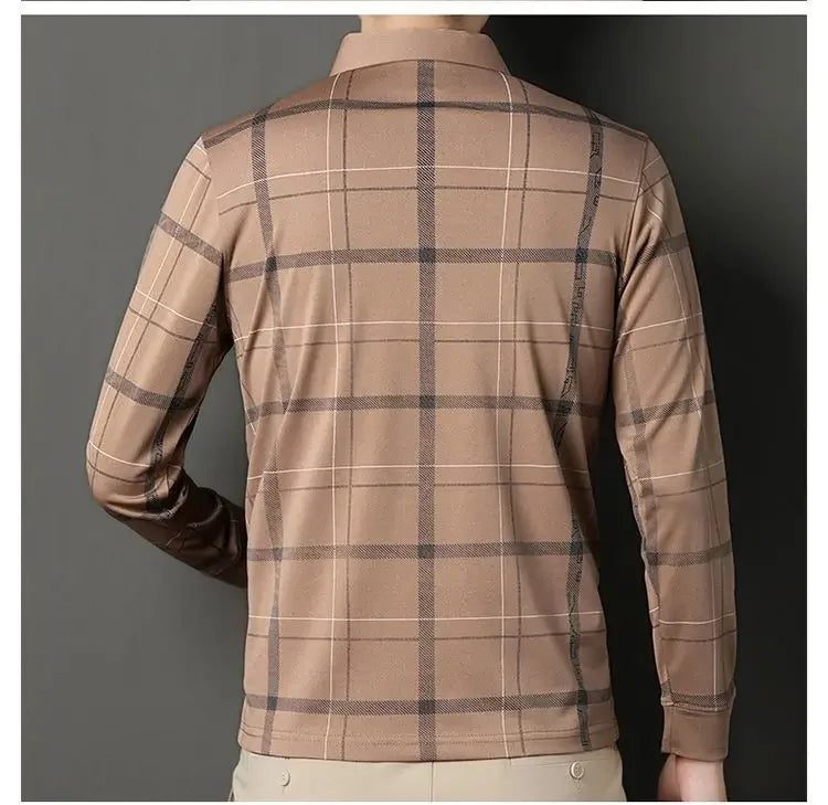 Men's Long-sleeved T-shirt Loose Polo Shirt with Base and Fashionable
