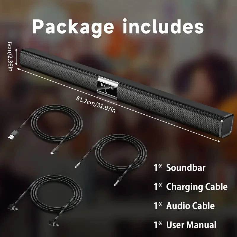 Soundbar, Cinema Soundbar, Hifi Wireless Bluetooth Speaker, Home Theater, Tv, Computer, Echo Wall, Wall-Mounted Stereo Surround Sound, Fm Radio, Remote Control, Speaker Stand