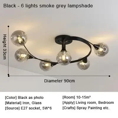 2025 Modern Led Ceiling Chandelier Nordic Glass Lamp Bedroom Kitchen Living Room Dining Room Decoration Home Ceiling Light Fixtu