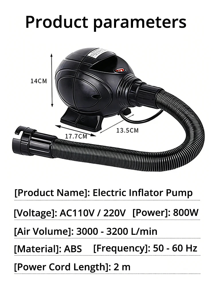 800W Electric Air Pump 2-in-1 Inflate Deflate Voltage：AC110/220V AU US EU UK Plug for Pool Boat Yoga Mat Vacuum Bag、air Bed