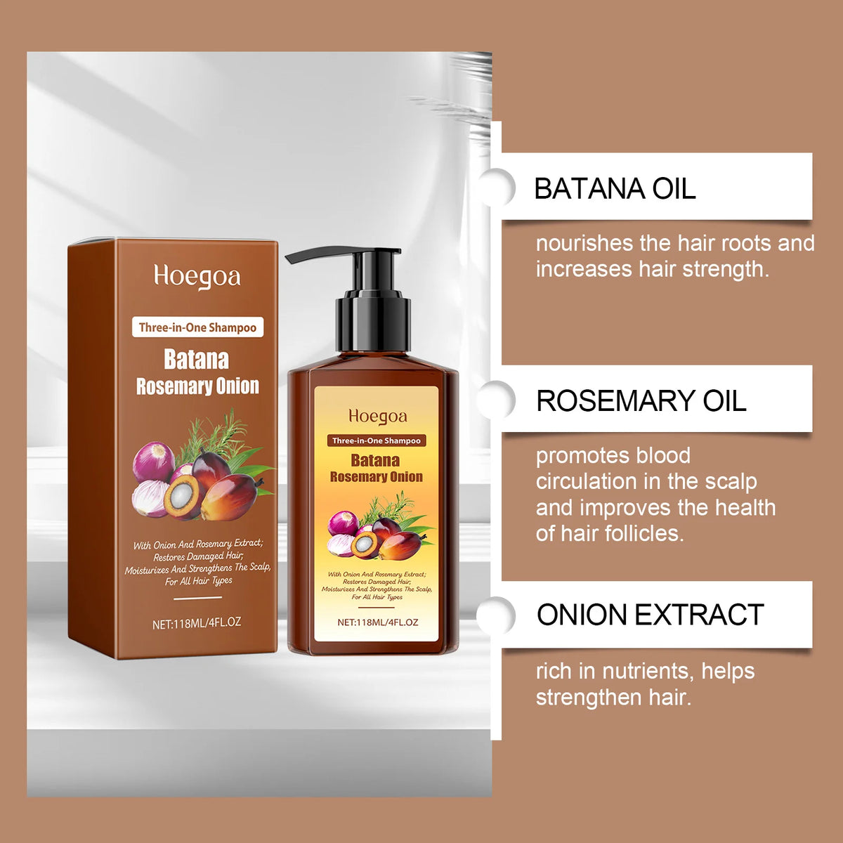3in1 Batana Rosemary Shampoo Hair Growth Anti Loss Soothing Scalp Deep Cleansing Strengthen Hair Root Repair Nourishing Shampoo