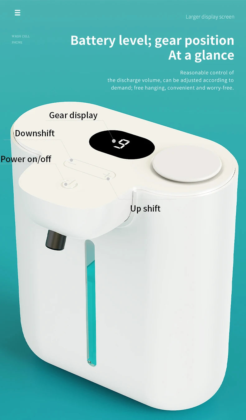 500ML Large Capacity HD Display 9-Gears Adjustable Foam/Liquid Control Automatic Sensor Soap Dispenser Portable Hand Wash Bottle