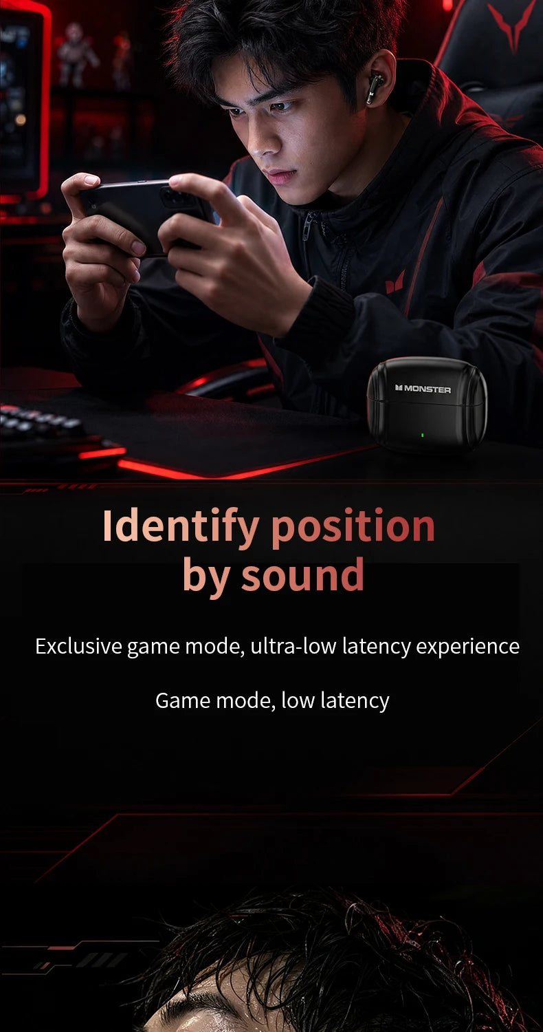 Monster Pure Aura HT10 TWS Wireless Bluetooth 6.0 Earphones Intelligent APP Custom EQ HD Noise Reduction Call Sports