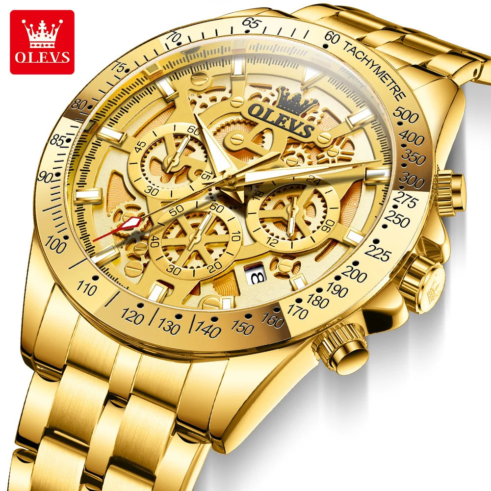 OLEVS 9913 Mens Watch Quartz Watch Classic Multifunctional Business Watch For Men 30m Waterproof Luminous Box Gift
