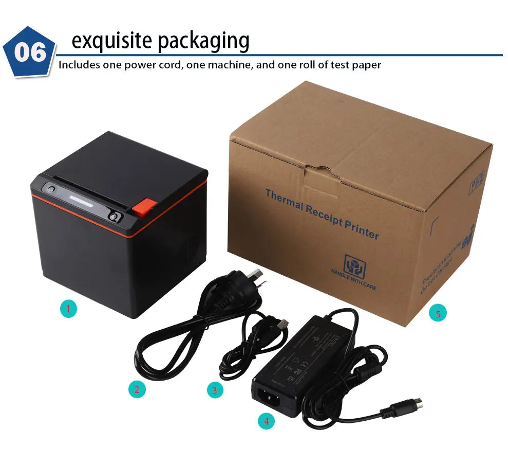 New Arrival 80mm Pos Thermal Receipt Printer with Usb Lan Port Support 58mm and 80mm Paper Roll for Supermarket HS- KH80