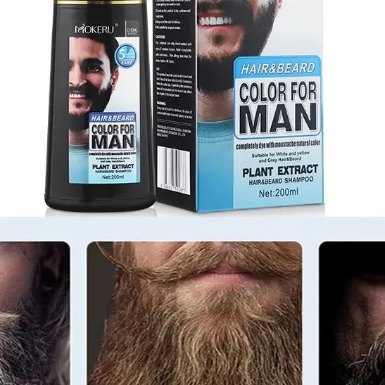 Natural Black Beard Dye Shampoo Permanent Long Lasting Beard Coloring For Men Removal White Grey Hair Color Cover Beard Care