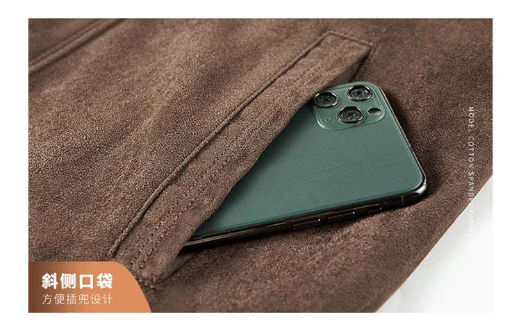 Spring and Autumn Men's Fashion Casual Slim-fit British Style Outdoor Sports Cargo Retro Suede Coat Youth All-match Cargo Jacket