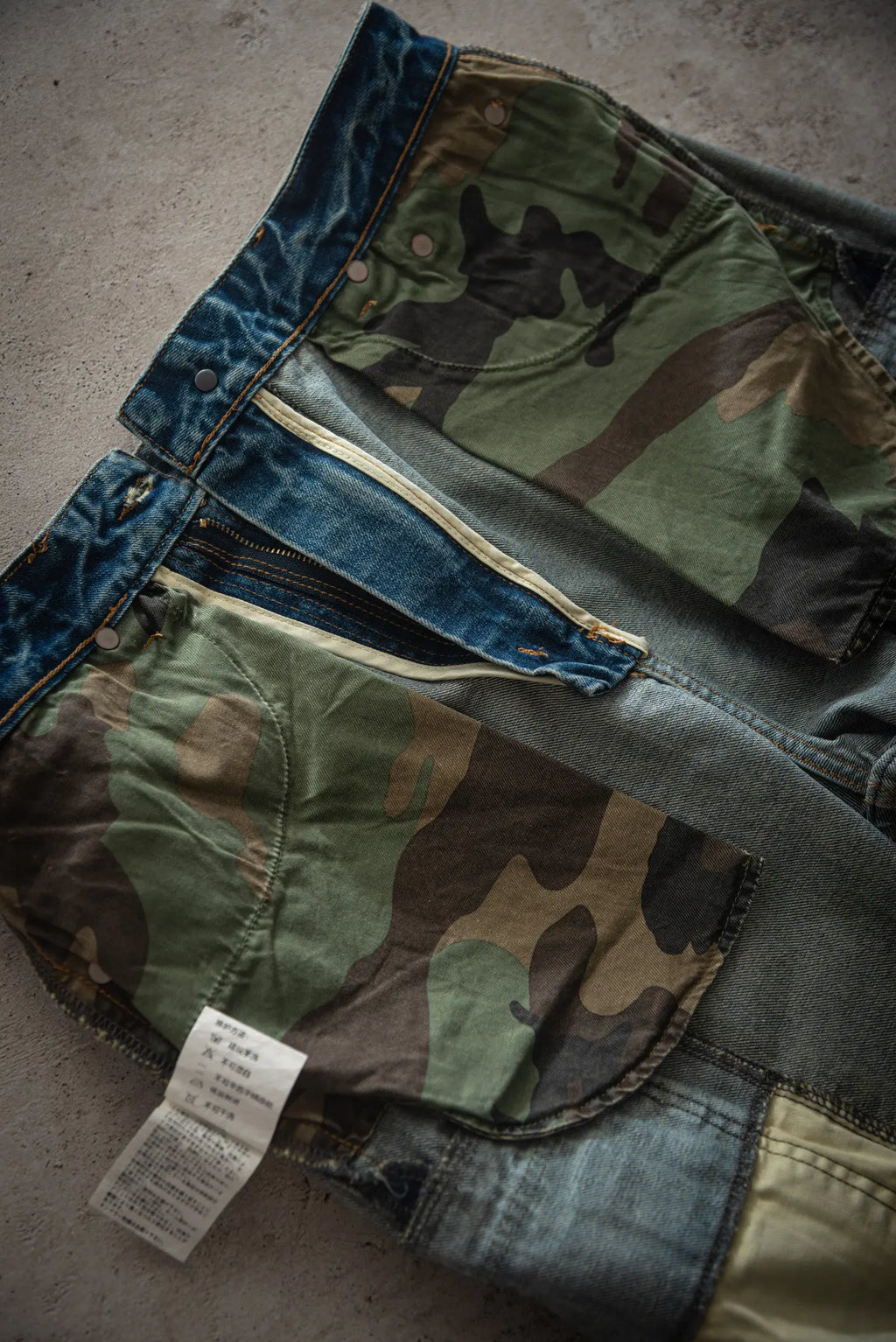 Summer New American Retro Camouflage Patch Pocket Denim Shorts Men's Fashion 88% Cotton Washed Old Straight Casual 5-point Pants