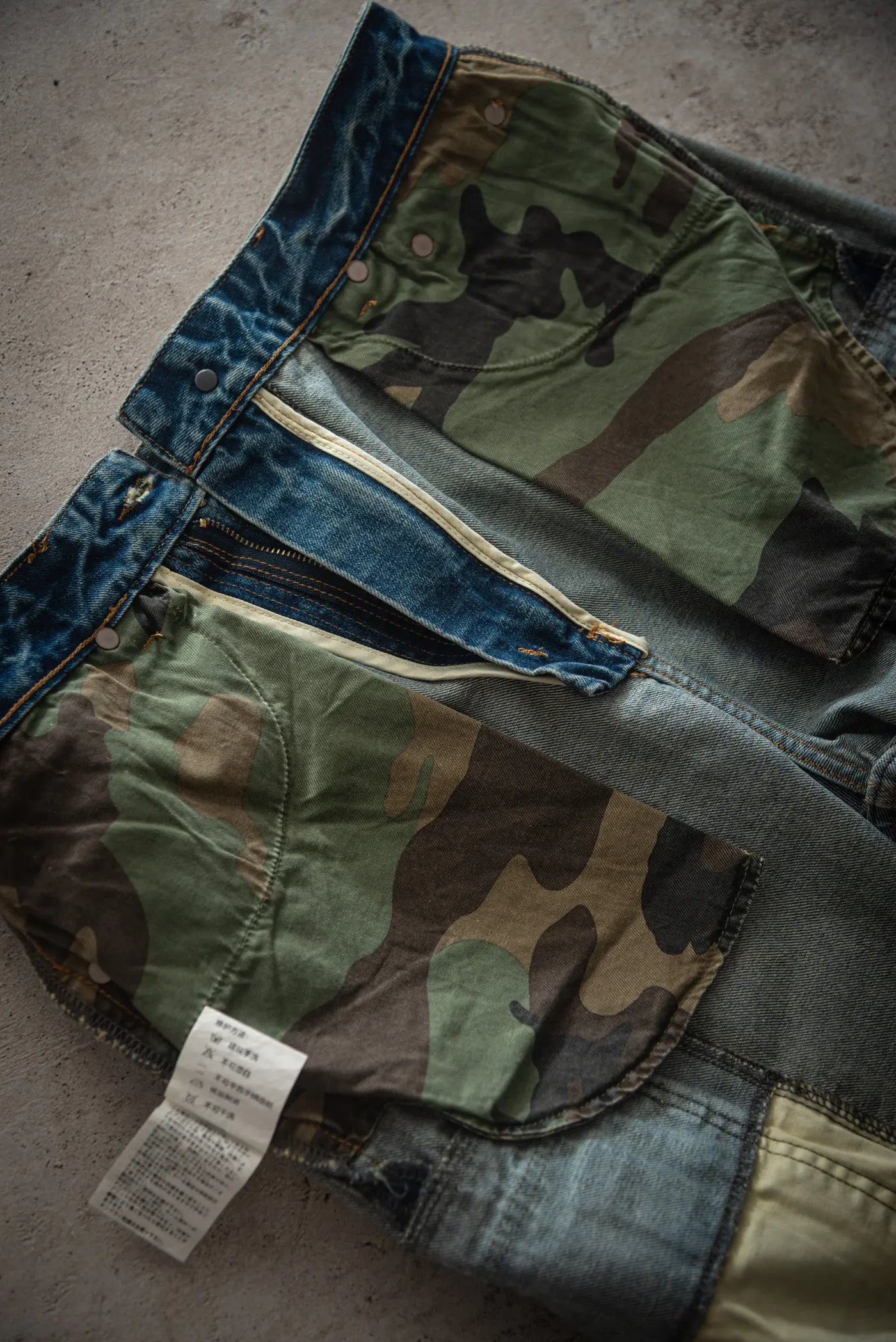 Summer New American Retro Camouflage Patch Pocket Denim Shorts Men's Fashion 88% Cotton Washed Old Straight Casual 5-point Pants