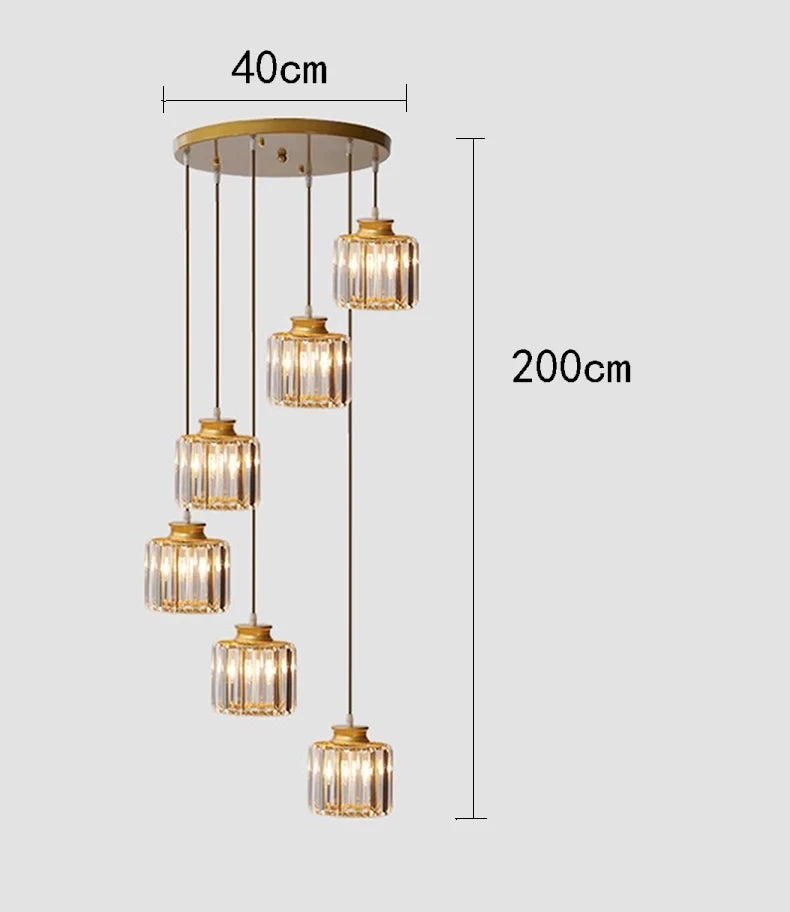 Staircase Pendant Lamp Modern Light Luxury Crystal Lamp Simple Living Room Lamp Duplex Hotel Lobby Interior Decoration Lighting