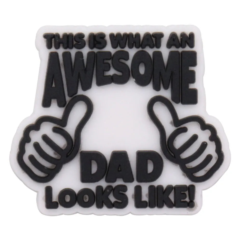 1-34PCS Cartoon Papa Happy Father's Day Best Dad Heart PVC Shoes Charms Accessories Buckle Clog Decorations DIY Bracelet