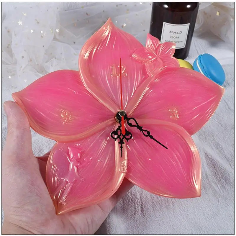 Round Clock Epoxy Resin Silicone Mold Arabic Roman Numbers Flower Leaf Clock Mould Wall Decor DIY Resin Crafts Casting Mold