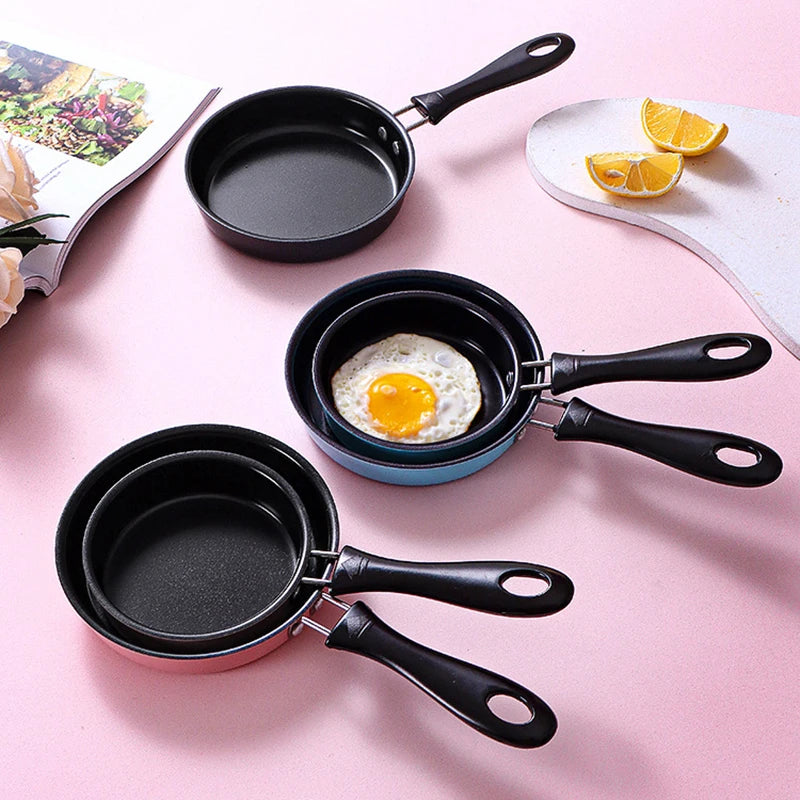 Mini Frying Pan Stainless Steel Prevent Stick Induction Pot Round Breakfast Small Fry Egg Pan With Long Handle Kitchen Gadgets