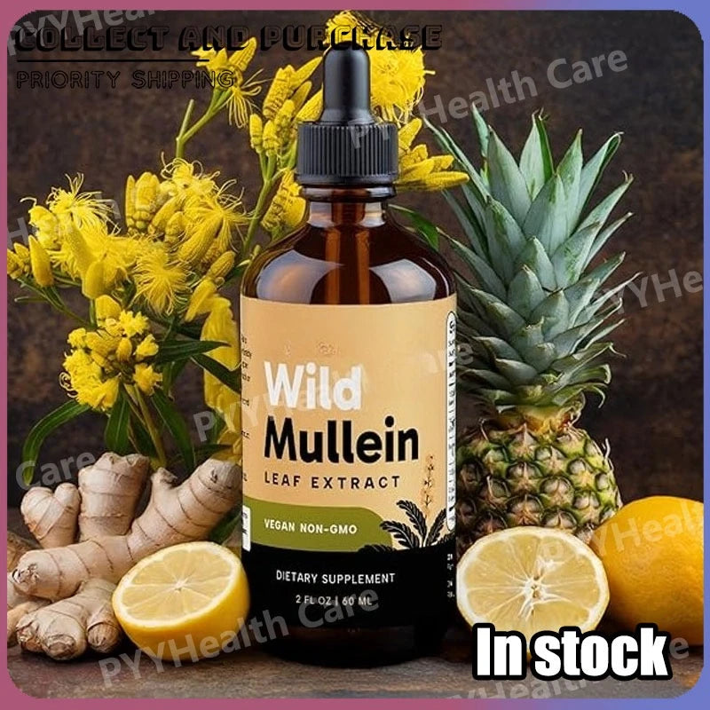 Mullein Drops with Ginger & Lemon for Lung Cleanse and Detox Mullein Leaf Extract for Respiratory Lung Health Detox for Smokers