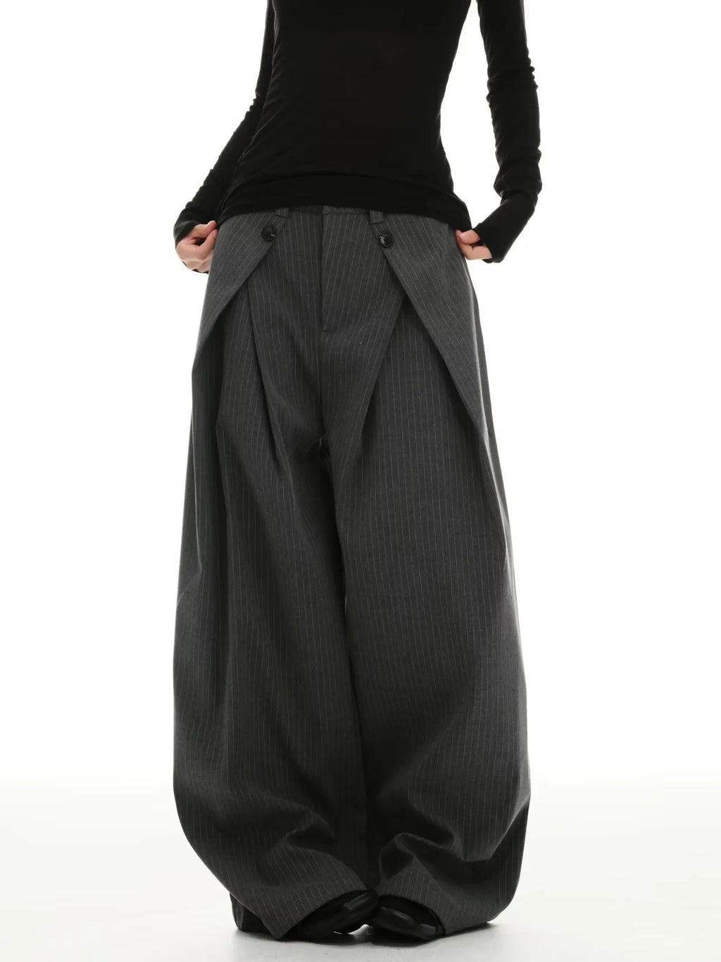 2026 New Vintage Pinstripe Suit Pants Loose Wide Leg Slimming Long Pants Casual Commute Trousers For Men And Women