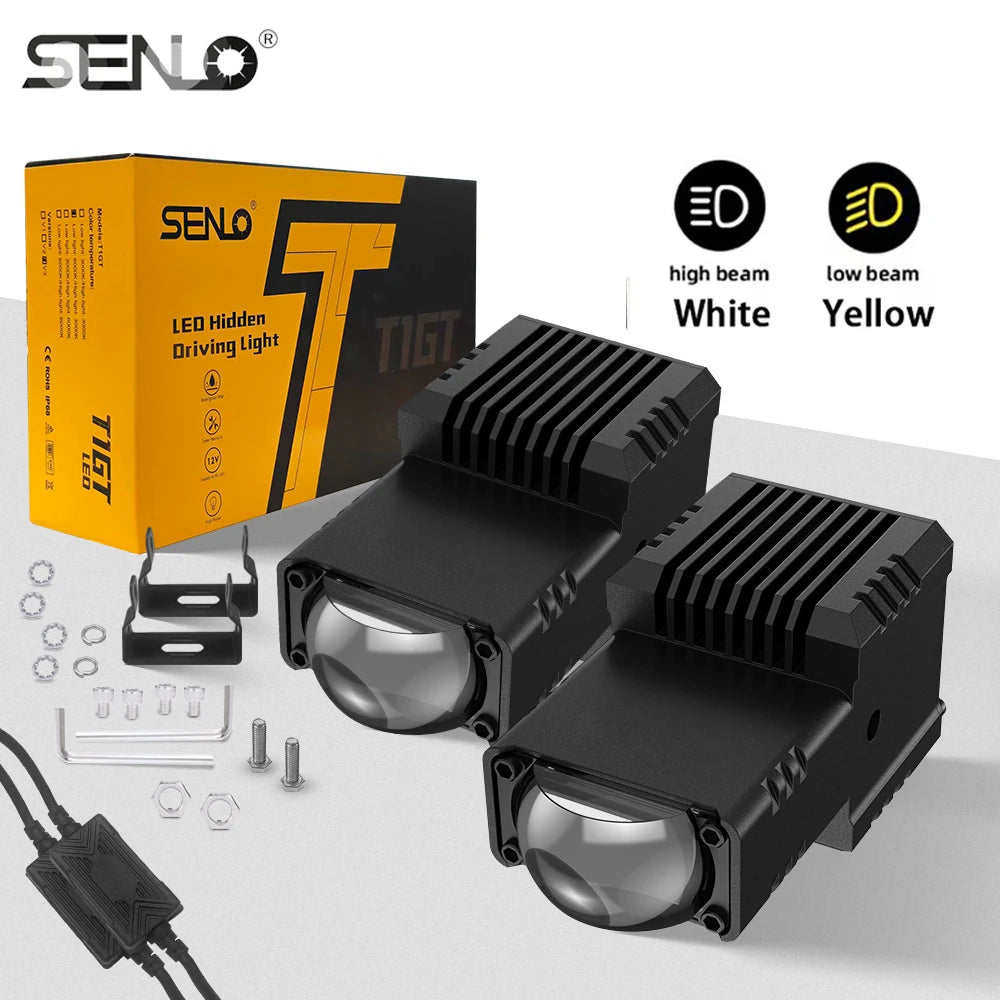 2PC Senlo T1GT 60W Grile LED Light Pods Car Front Headlight Auxiliary Projector Lens Car Fog Lamp 6000LM Motorcycle Accessories