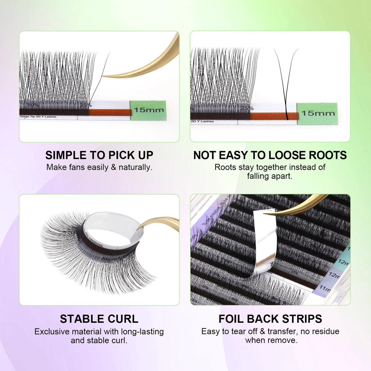 NAGARAKU Single Tip 2D Y Shape Eyelash Hand Woven Premium Soft Eyelashes Extension Makeup Mesh Net Cross YY Lashes