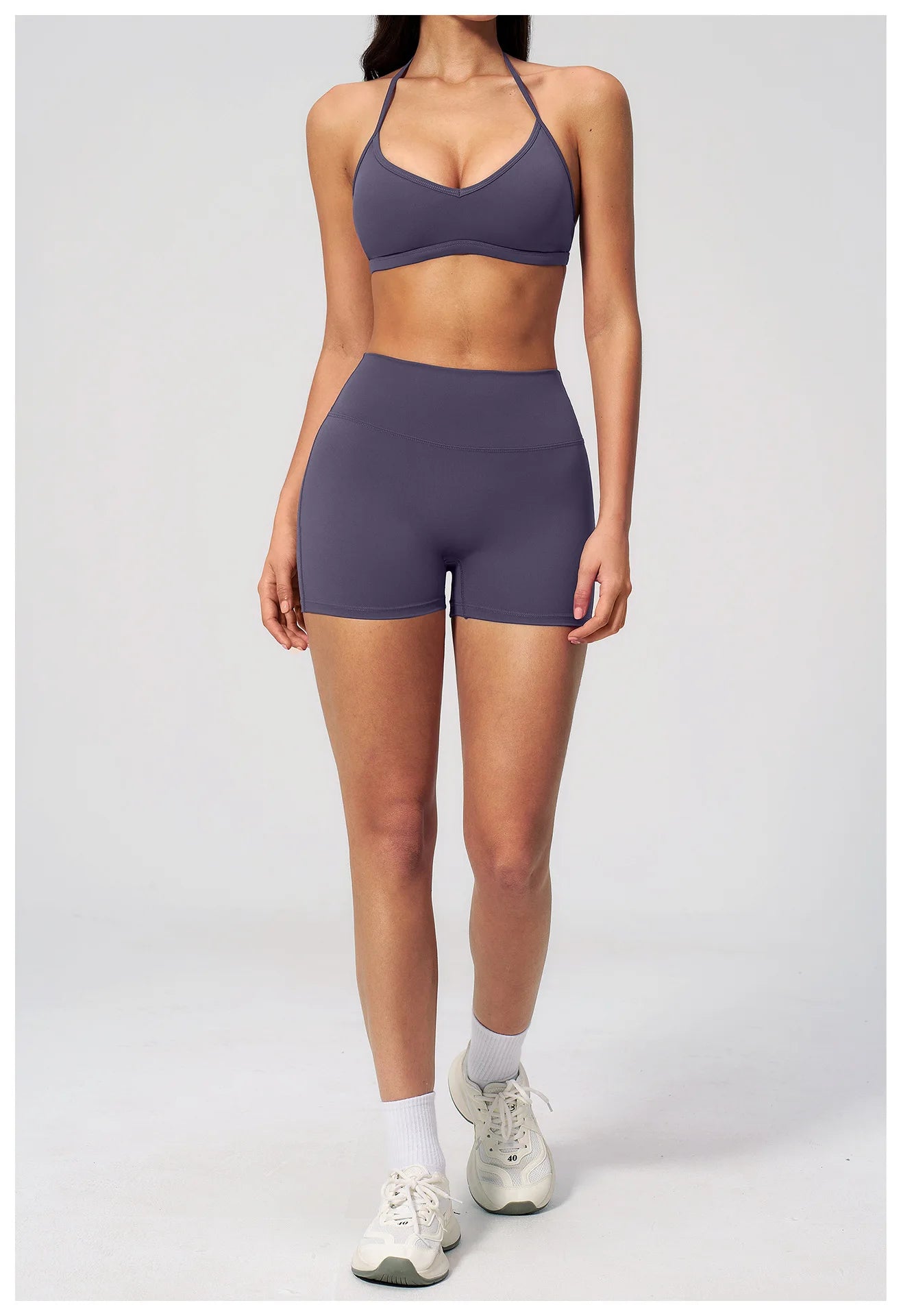 2 Pieces Yoga Set Women Tracksuit Backless Halter Tops High Waist Shorts Gym Suits Fitness Sportswear Workout Sets Athletic Wear