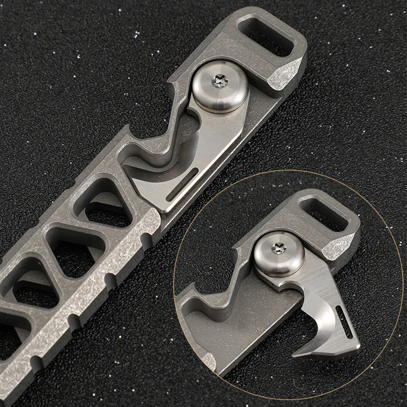 EDC Titanium Alloy Crowbar Portable Bottle Opener Safety Belt Cutter Outdoor Camping Gear Multifunction Tools