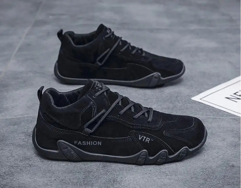 Waterproof Leather Ankle Boots for Men Waterproof Sneakers lace Up Leather Casual Sneakers for Men Casual Motorcycle Shoes