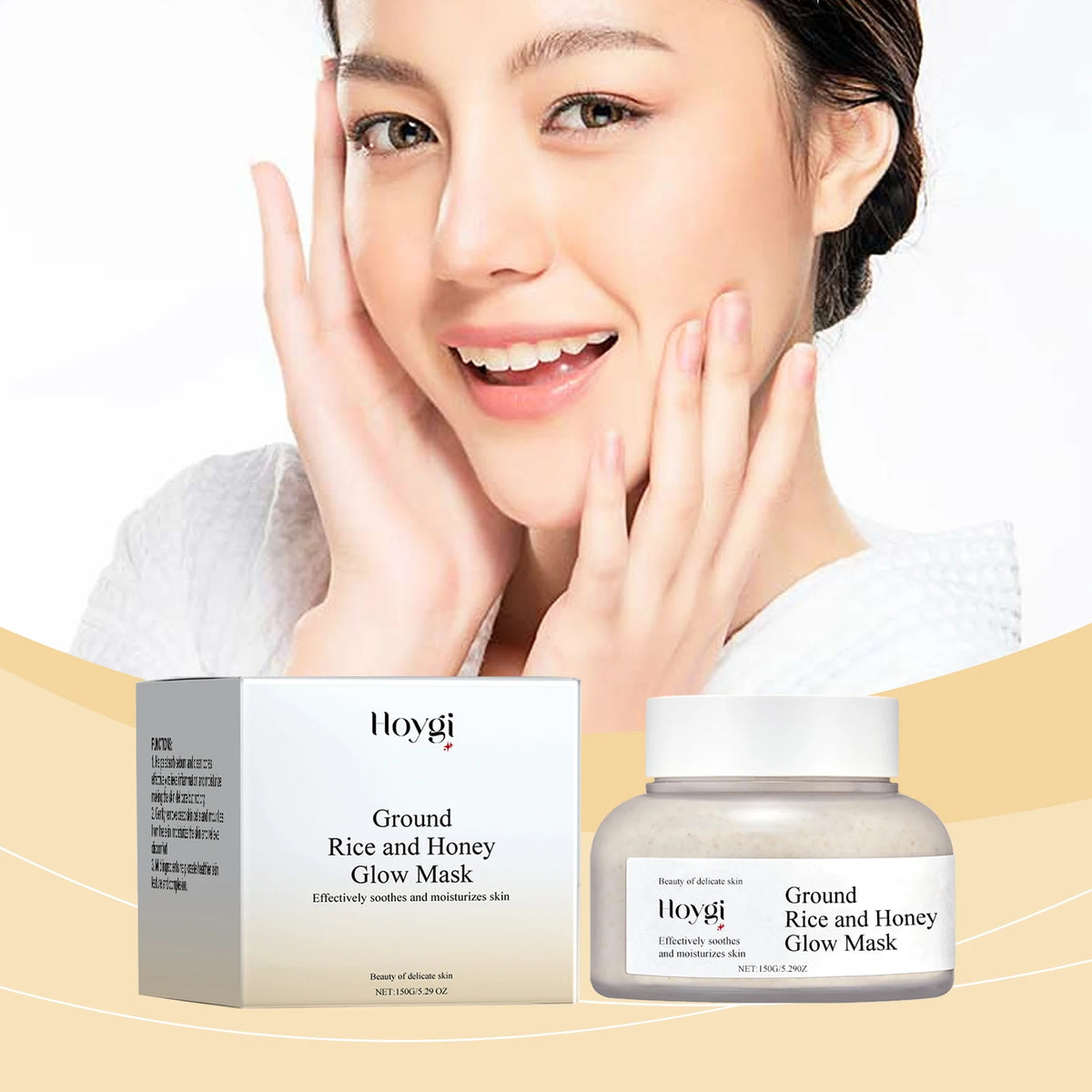 Hoygi Rice Honey Face Mask Pore Minimizing Oil Balancing Repairing Soothing Softening Skin Revitalizing Cleansing Mud Mask 150g