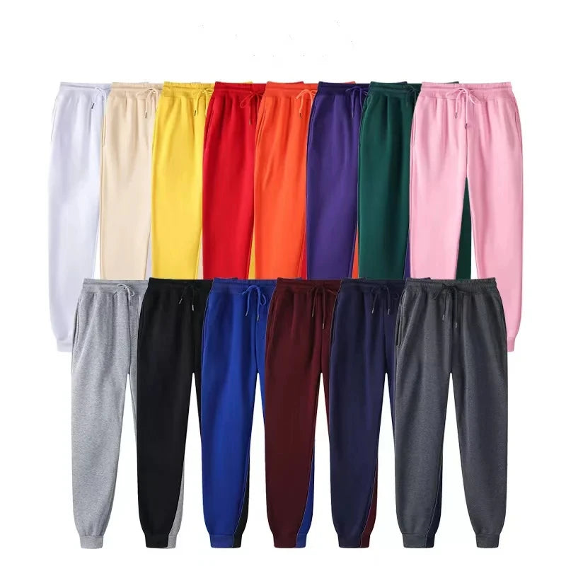 Men's fleece casual pants for spring and autumn, sporty running pants, fashionable Harajuku street style, sizes S-3XL.
