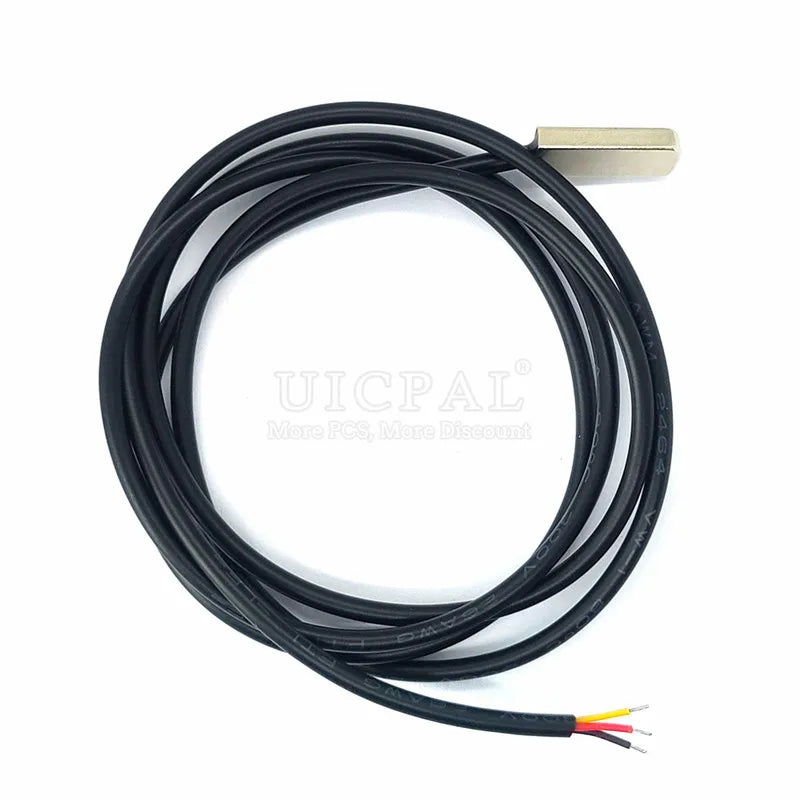 DS18B20 Temperature Sensor Waterproof Dustproof Sensors Cable 1M Length Probe 304 Stainless Steel 6*30MM OD 3.0MM