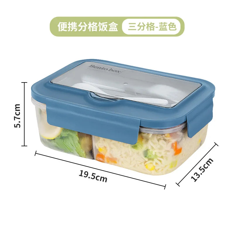 Transparent Lunch Box for Kids Food Storage Container with Lids Leak-Proof Microwave Food Warmer Snacks Bento Box Japanese Style