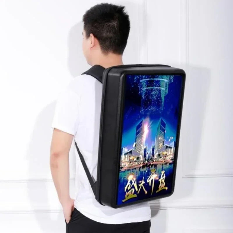 21.5 inch LCD high definition screen intelligent outdoor mobile portable waterproof, backpack advertising machine