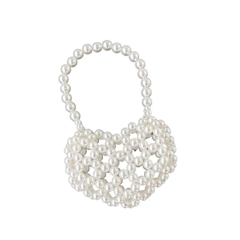Pearl Beaded Heart Bag for Kids & Girls Sweet Love Shape Mini Fashion Handbag Cute Daily Accessory Gift Option