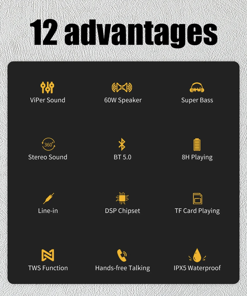 Xdobo X8 II 60W Portable Bluetooth-Compatible Speakers 6600mAh Bass Sound Box Wireless Waterproof TWS Boombox