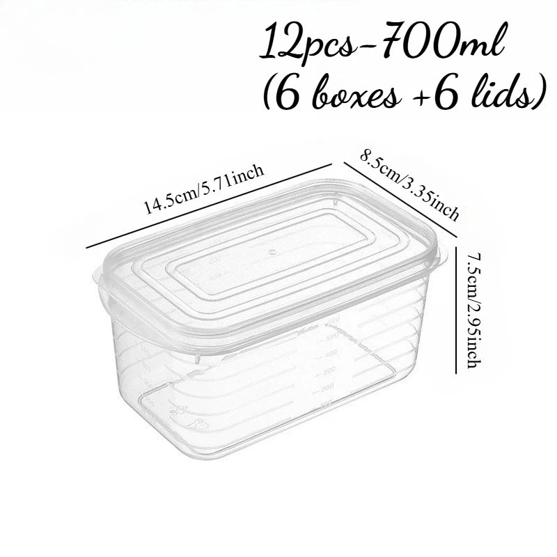 Food Storage Containers 12pcs (6 boxes +6 lids), Airtight Leak-Proof Stackable Microwave-Safe for Fridge Meal Prep Lunch Boxes