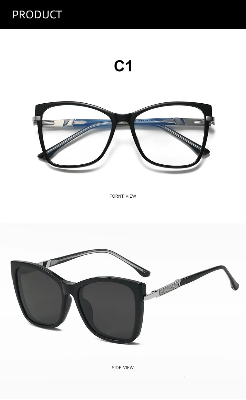 VICKY Fashion New Design TR90 Polarized Magnetic Clip-on Sunglasses Men and Women Polarized Sunglasses Optical Myopia Glasses