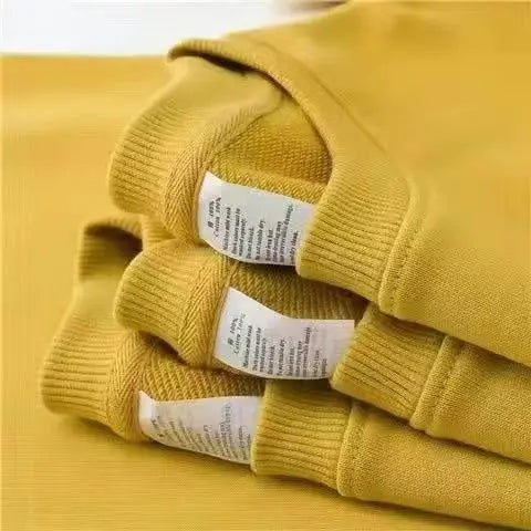 Winter 380g Thicken Warm Undershirt Casual Unisex 100%Cotton T-Shirt Loose Fit and Casual Brushed Fleece Pure Color Sweatshirt