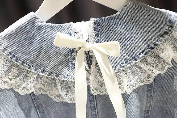 1-10 Years Baby Girls Denim Jacket New Fashion Kids Jean Coat For Girls Sweet Lace Design Princess Outerwear Children's Clothing