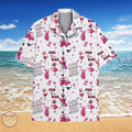 2025 Summer Popular Flamingo Skull  Print Hawaiian Shirts Men Women Comfortable Soft Short Sleeve Shirt Street Daily Trendy Tops