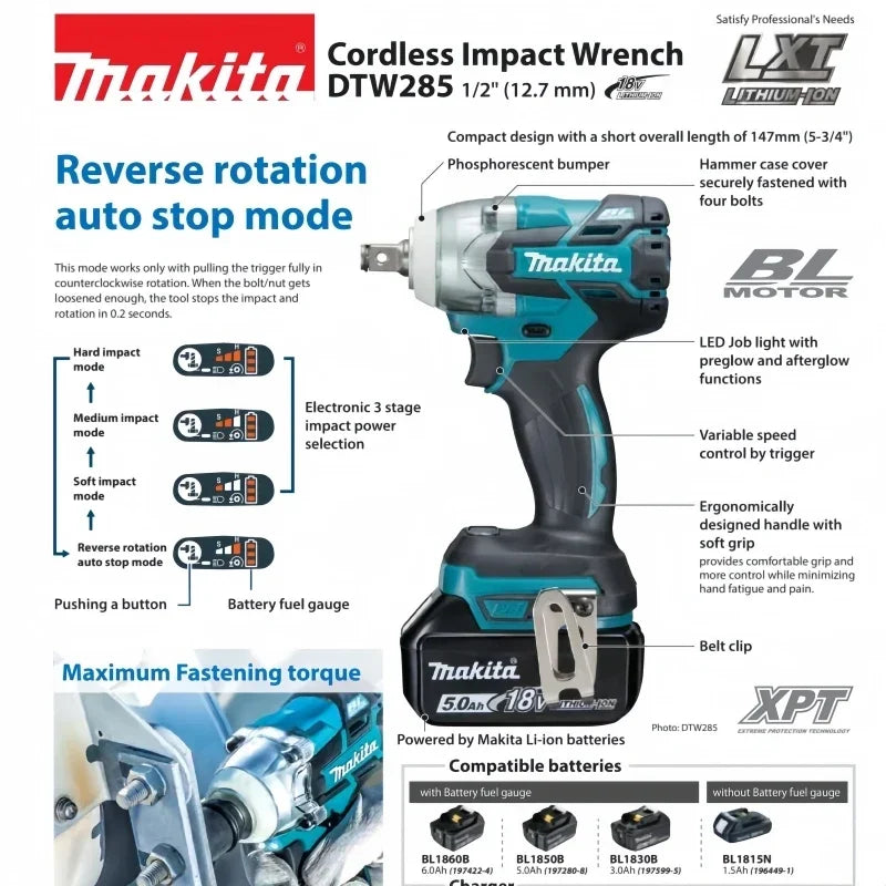 Genuine Makita 6AH BL1860B 18V Battery Power Tool Lithium-Ion Substitute LXT BL1850B BL1840B, Suitable for Use with BMS18V Screw