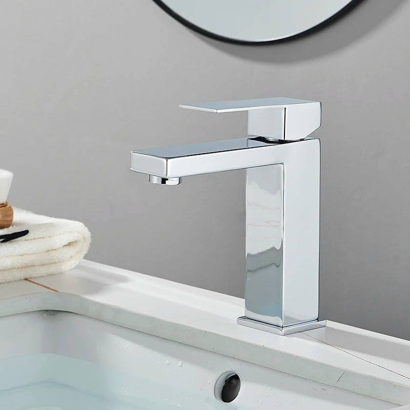 Senlesen Brushed Gold Bathroom Faucet Basin Faucets Deck Mounted Sink Mixer Tap Stainless Steel Countertop Hot Cold Water Crane