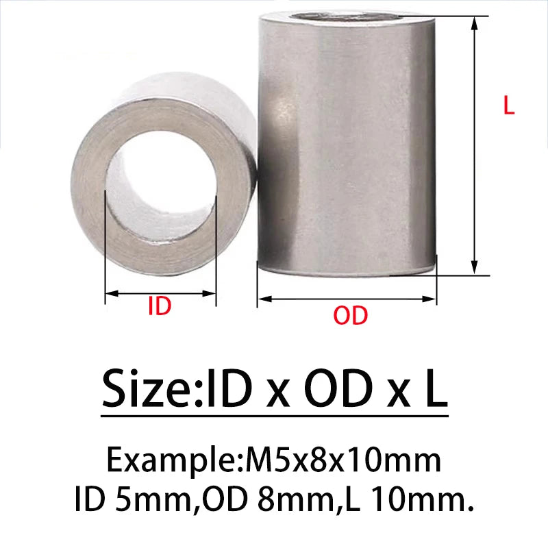 M5 M6 304 Stainless Steel Bushing Washer Gasket Unthreaded Round Hollow Standoff Spacer Sleeve OD 4-10mm for DIY Rc Model Part