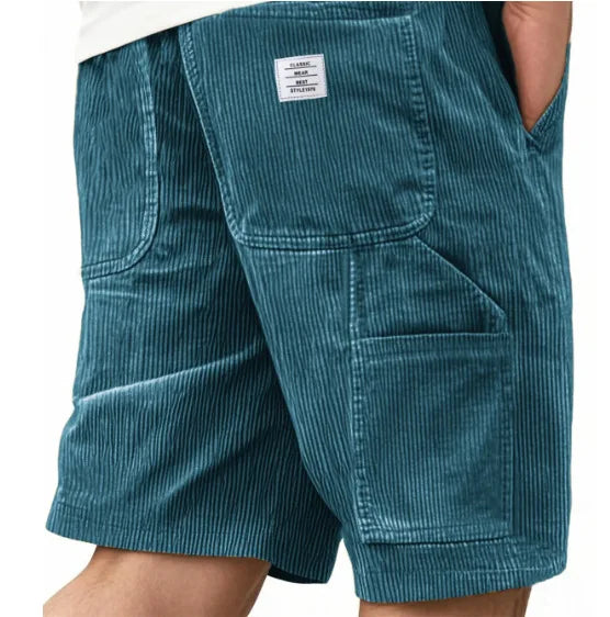 2026 European & American New Style Men's Corduroy Shorts, Multi-pocket Embroidered Logo Retro Cargo Casual Shorts