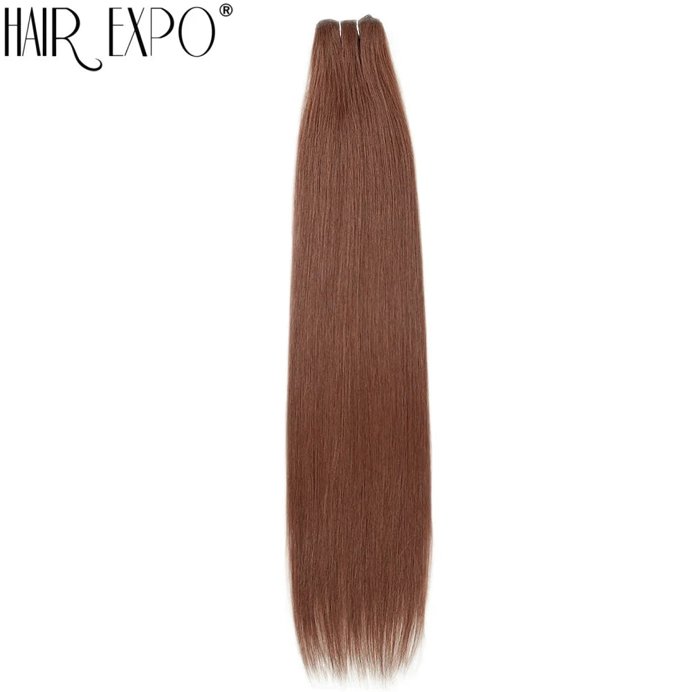 26" Bio Straight Hair Bundles Natural Soft Heat Resistant Fiber Synthetic Fiber Hair Extensions Protein Straight Hair Weave