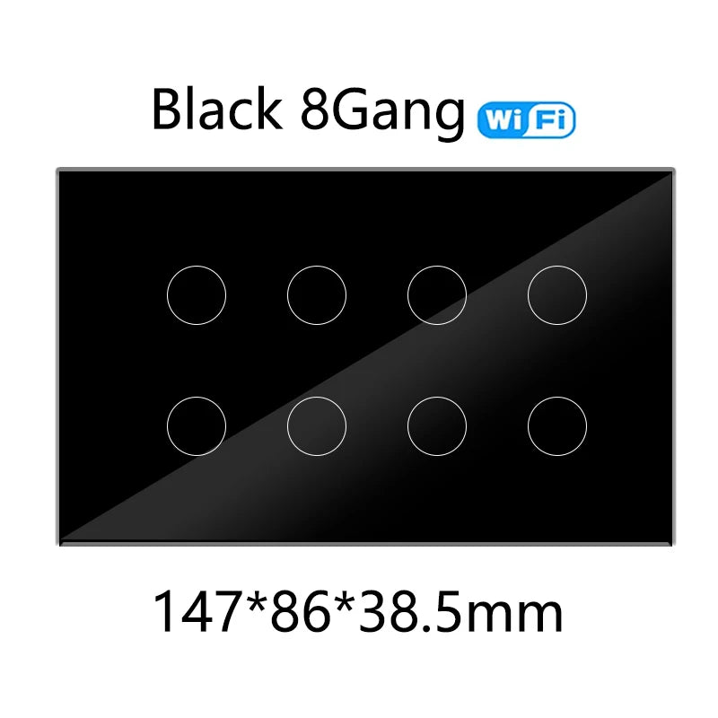 WIFI Smart Touch Light Wall Switch Interruptor Glass Panel 8/10 Gang 147*86mm Work Tuya APP  Whole house intelligent control