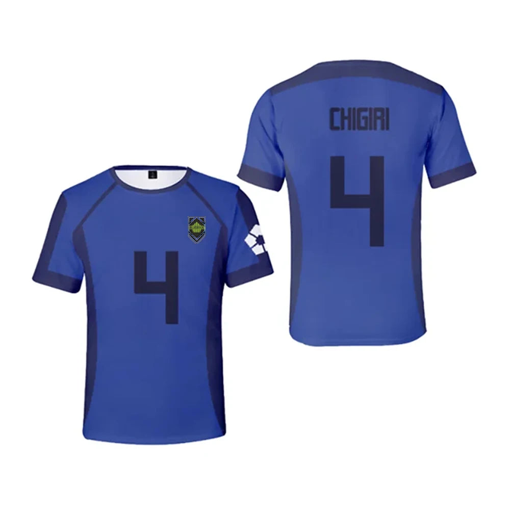 Anime Japan Blue Lock Isagi Yoichi Football Shirt Cosplay Hyoma Chigiri Meguru Bachira Daily Street Style T-shirt Top