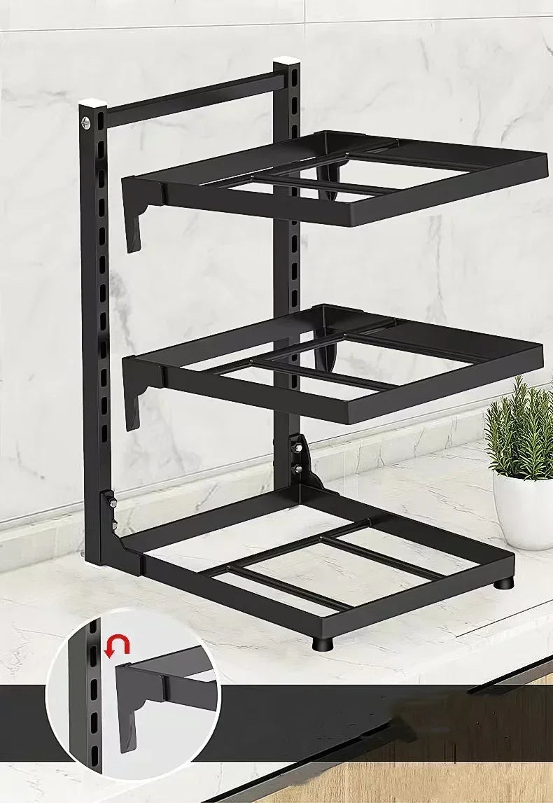 Kitchen Sink Storage Rack Multi-Layer Cooker Storage Rack for Home Stovetop Cabinets Adjustable Pot Rack Pantry Storage