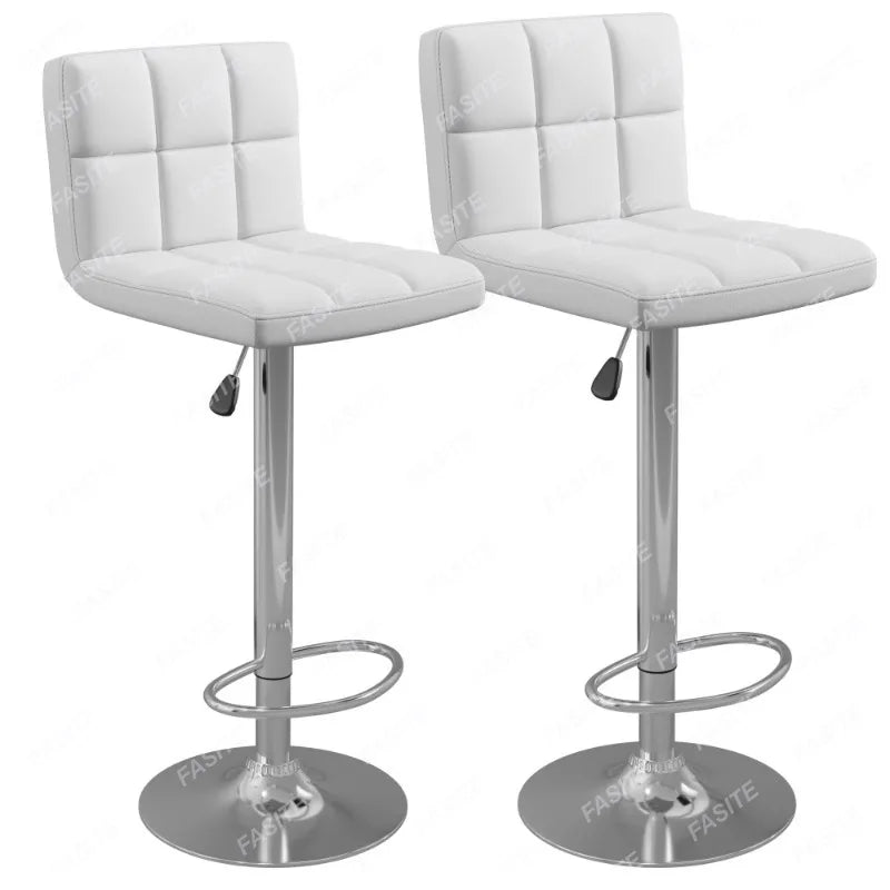 Nordic Modern Square PU Leather Swivel Adjustable Bar Stool, Set Of 2, Bar Stool For Kitchen Counter,Gray